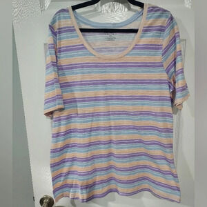 NWOT Lane Bryant Pastel Peach, Purple and Blue Perfect Sleeve Tee in Size 14/16